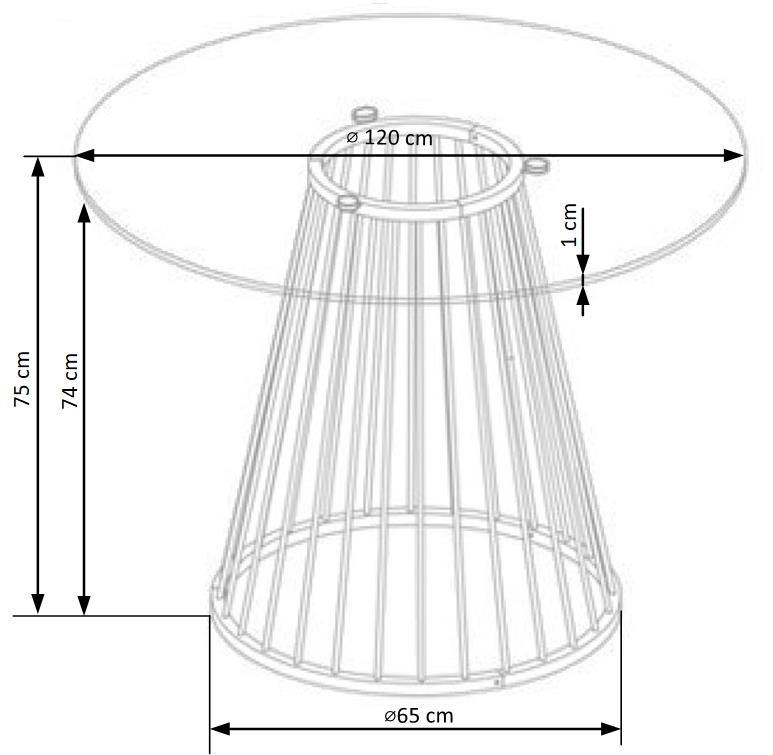 Kitchen Table Liverpool | size: Length: 120cm, Width: 120cm, Height: 75cm, Diameter: 120cm | color: Transparent/Gold | image: 9 | variant: 1011239