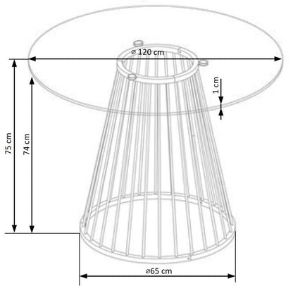 Kitchen Table Liverpool | size: Length: 120cm, Width: 120cm, Height: 75cm, Diameter: 120cm | color: Transparent/Gold | image: 9 | variant: 1011239