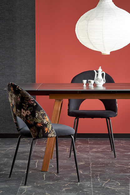 Kitchen Table Lozano | size: Length: 82cm, Width: 200cm, Height: 76cm | color: Marble/Black/Walnut | image: 3 | variant: 1013021