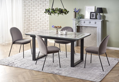 Kitchen Table Marley | size: Length: 90cm, Width: 200cm, Height: 76cm | color: Marble/Black/Grey | image: 5 | variant: 1012578