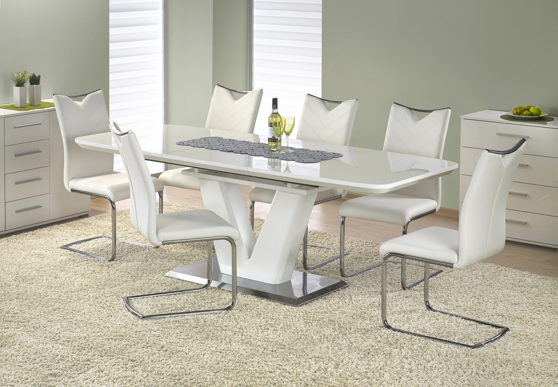 Kitchen Table Mistral | size: Length: 90cm, Width: 220cm, Height: 77cm | color: White | image: 2 | variant: 1011300