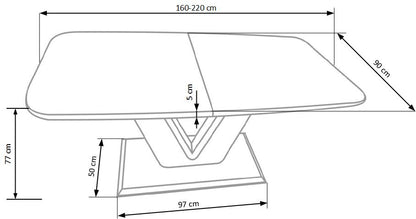 Kitchen Table Mistral | size: Length: 90cm, Width: 220cm, Height: 77cm | color: White | image: 9 | variant: 1011300