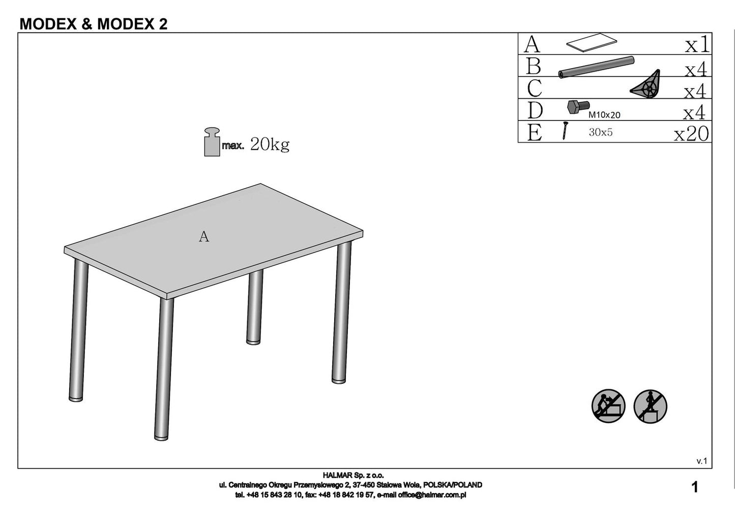 Kitchen Table Modex 2 1 | size: Length: 68cm, Width: 120cm, Height: 75cm | color: White/Black | image: 5 | variant: 1006460