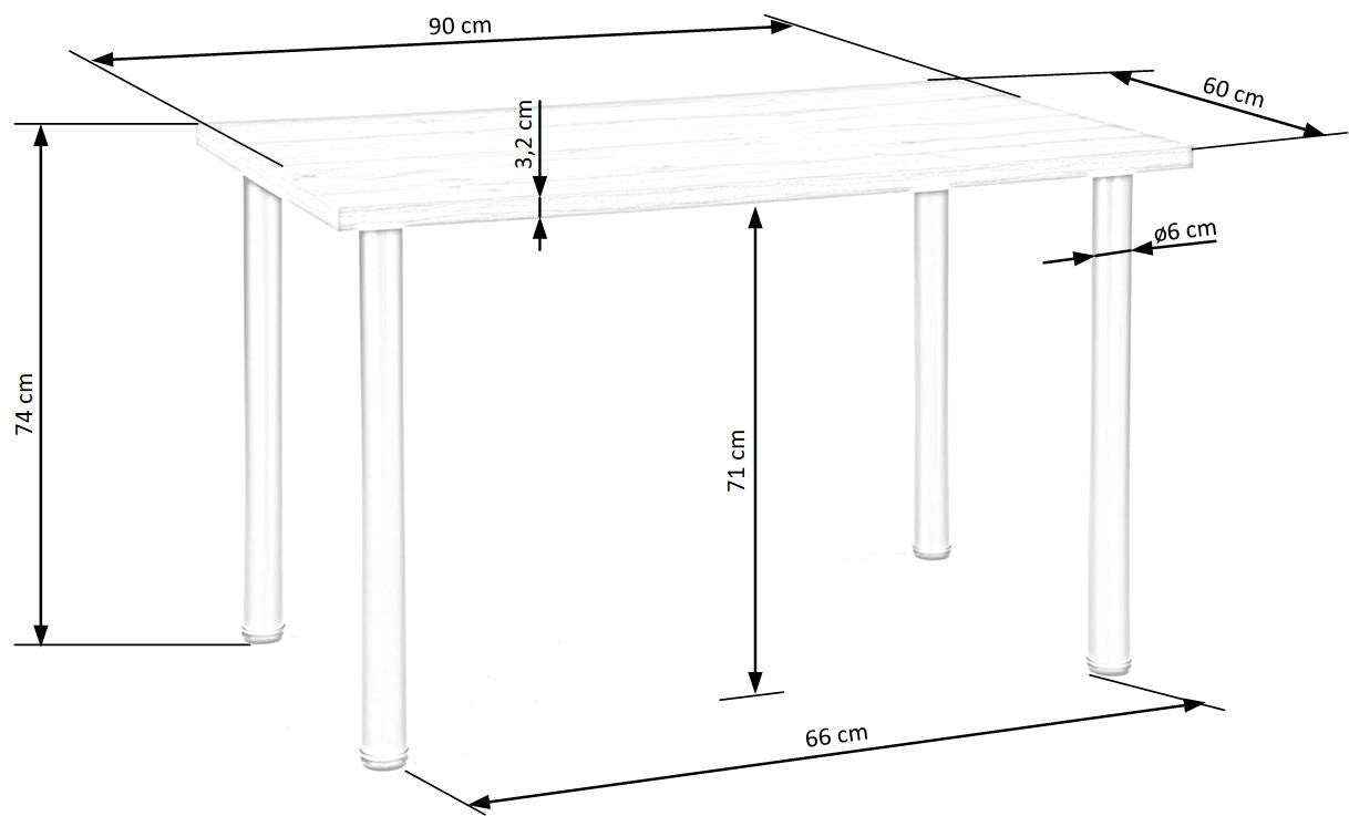 Kitchen Table Modex 2 | size: Length: 60cm, Width: 90cm, Height: 75cm | color: Oak | image: 4 | variant: 1012004