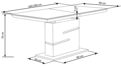 Kitchen Table Monaco | size: Length: 90cm, Width: 220cm, Height: 76cm | color: White/Grey | image: 5 | variant: 1011285