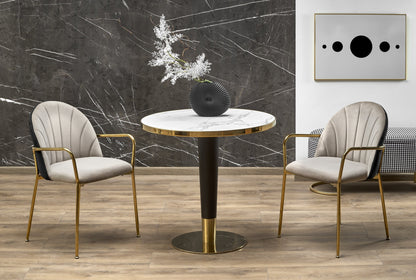 Kitchen Table Morata | size: Length: 79cm, Width: 79cm, Height: 74cm, Diameter: 79cm | color: White/Marble/Black/Gold | image: 1 | variant: 1013023