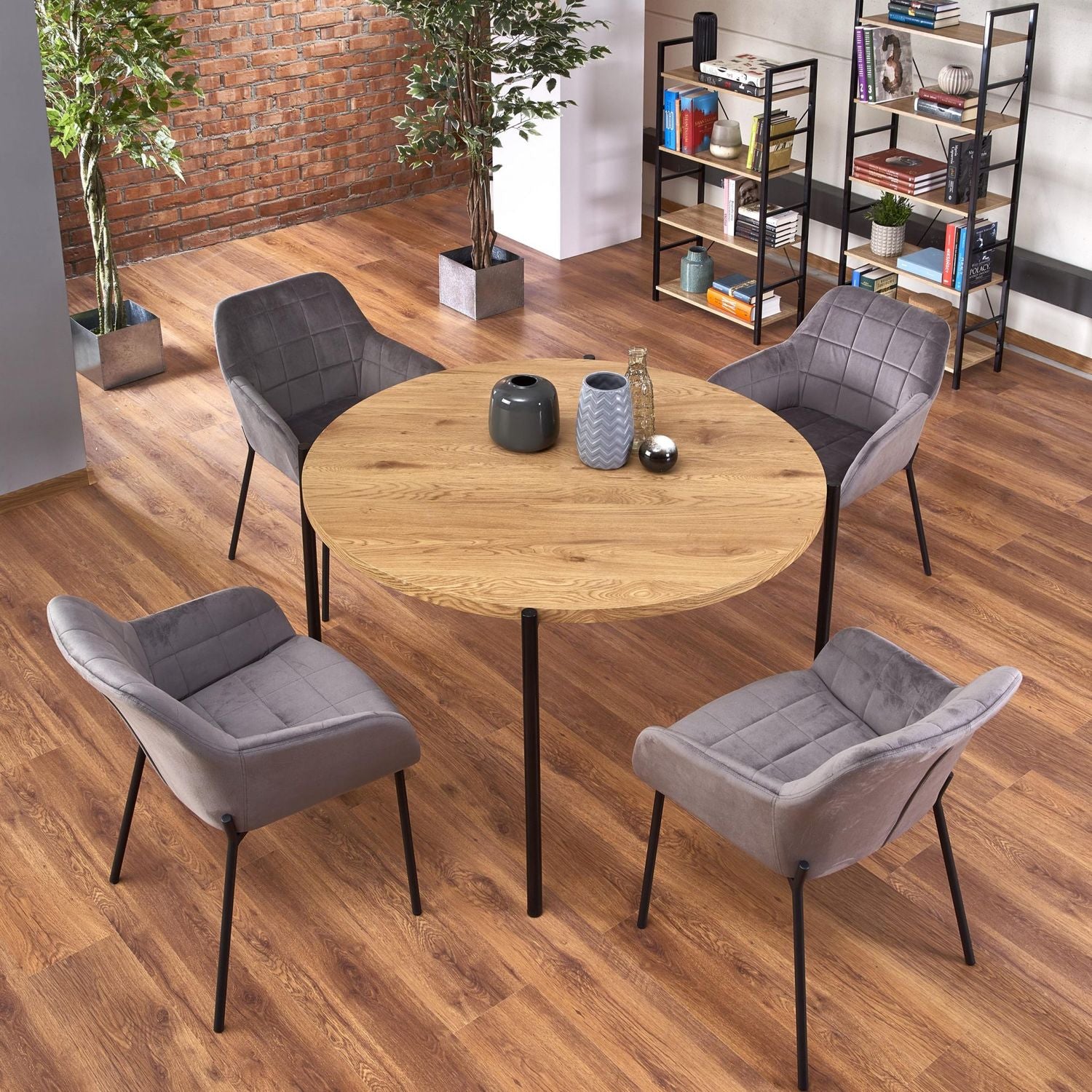 Kitchen Table Morgan | size: Length: 120cm, Width: 120cm, Height: 76cm, Diameter: 120cm | color: Black/Oak | image: 3 | variant: 1011213