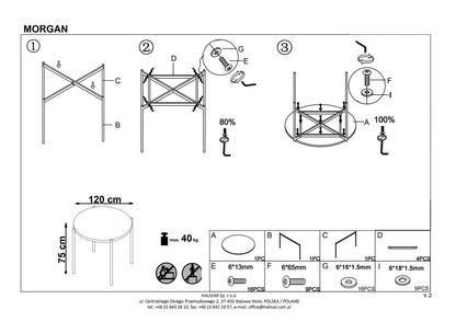 Kitchen Table Morgan | size: Length: 120cm, Width: 120cm, Height: 76cm, Diameter: 120cm | color: Black/Oak | image: 9 | variant: 1011213