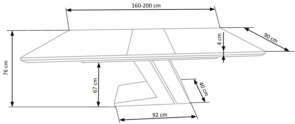 Kitchen Table Mortis | size: Length: 90cm, Width: 200cm, Height: 76cm | color: White/Grey | image: 10 | variant: 1013008