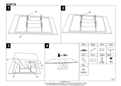 Kitchen Table Mortis | size: Length: 90cm, Width: 200cm, Height: 76cm | color: White/Grey | image: 9 | variant: 1013008