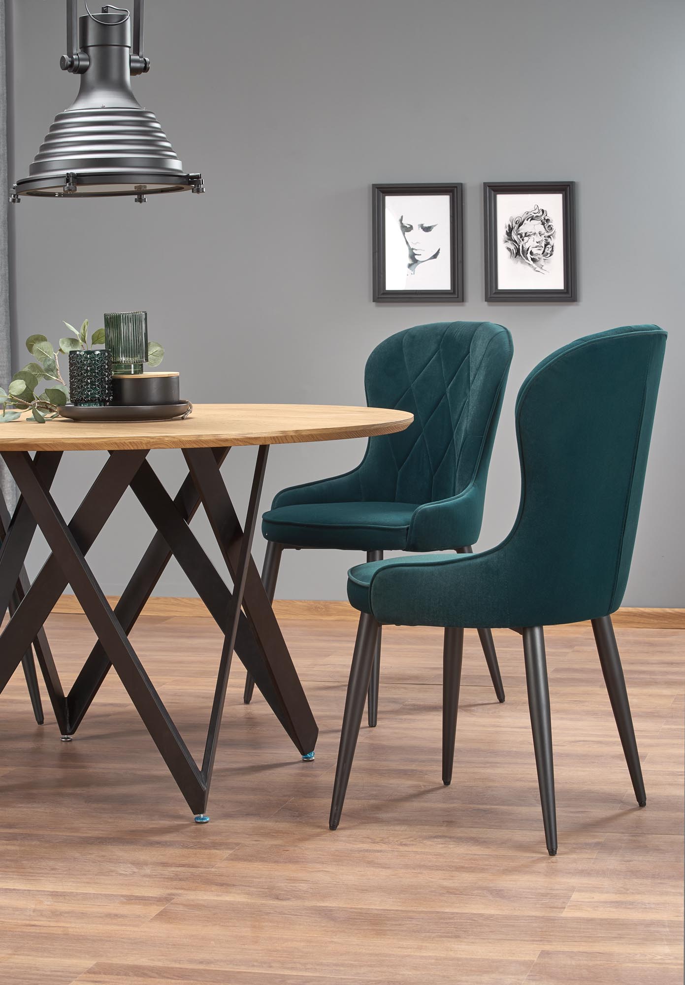 Kitchen Table Mozambik | size: Length: 120cm, Width: 120cm, Height: 75cm, Diameter: 120cm | color: Black/Oak | image: 6 | variant: 1011241