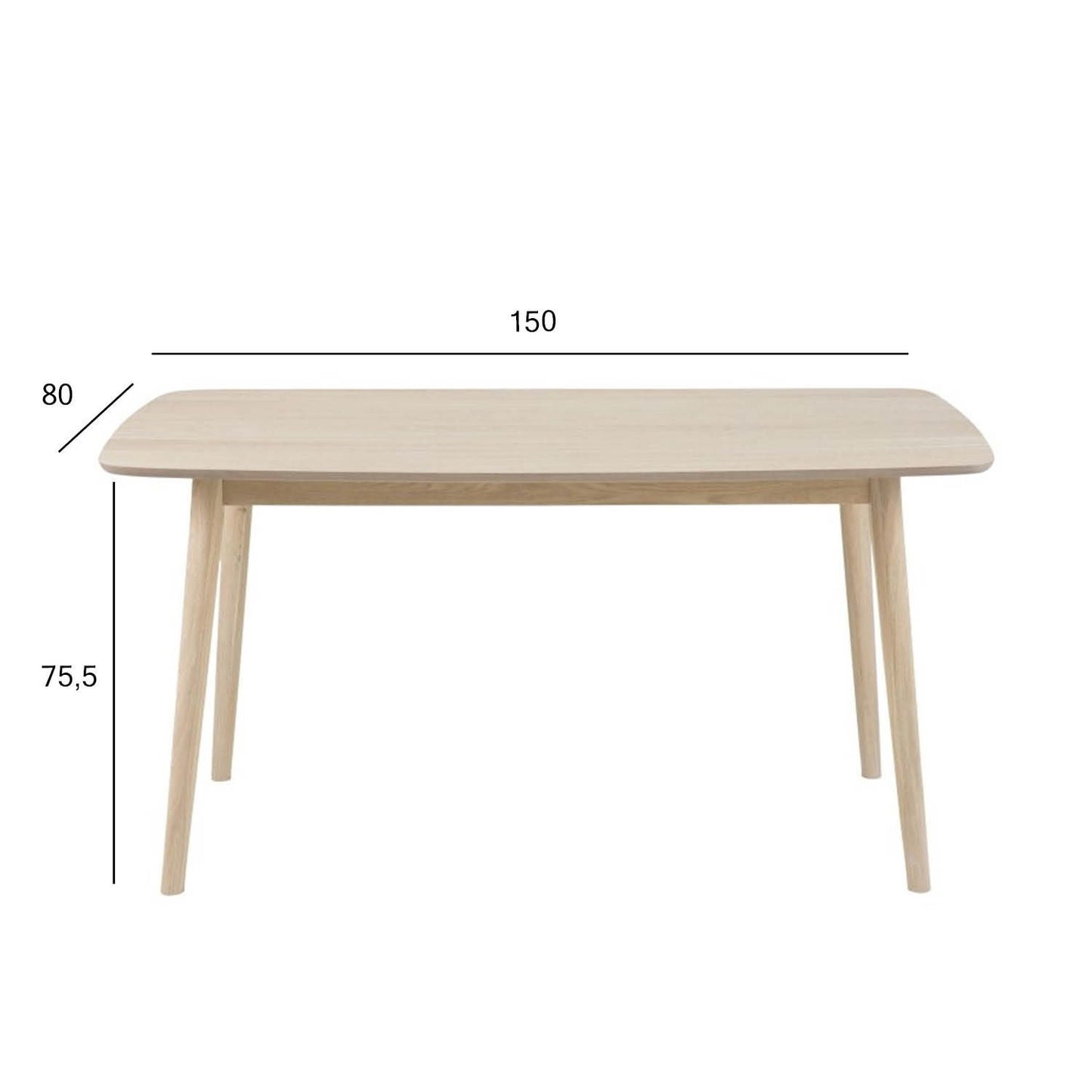Kitchen Table Nagano 1 | size: Length: 80cm, Width: 150cm, Height: 75.5cm | color: Beige | image: 1 | variant: 1006490