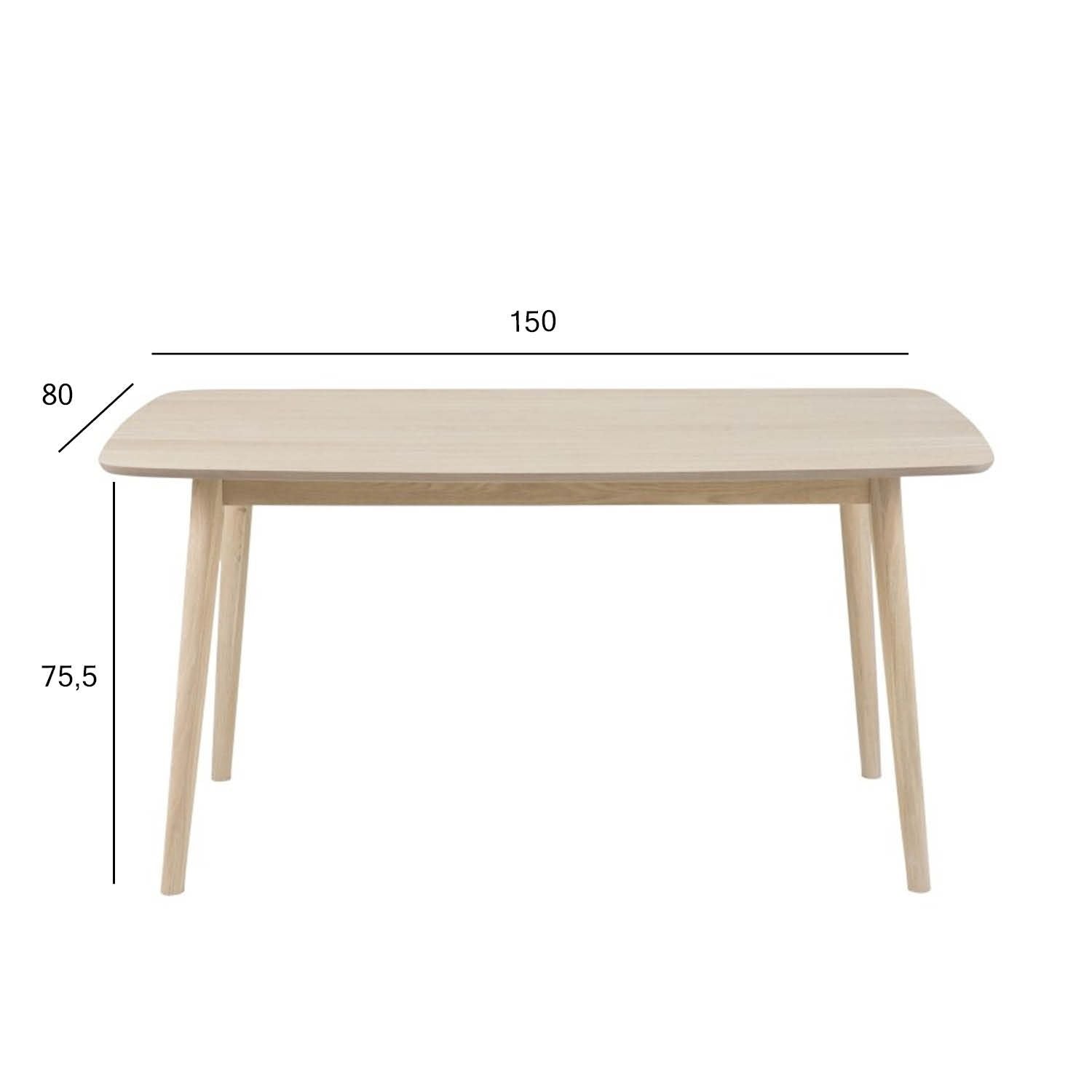 Kitchen Table Nagano 1 | size: Length: 80cm, Width: 150cm, Height: 75.5cm | color: Beige | image: 1 | variant: 1006490