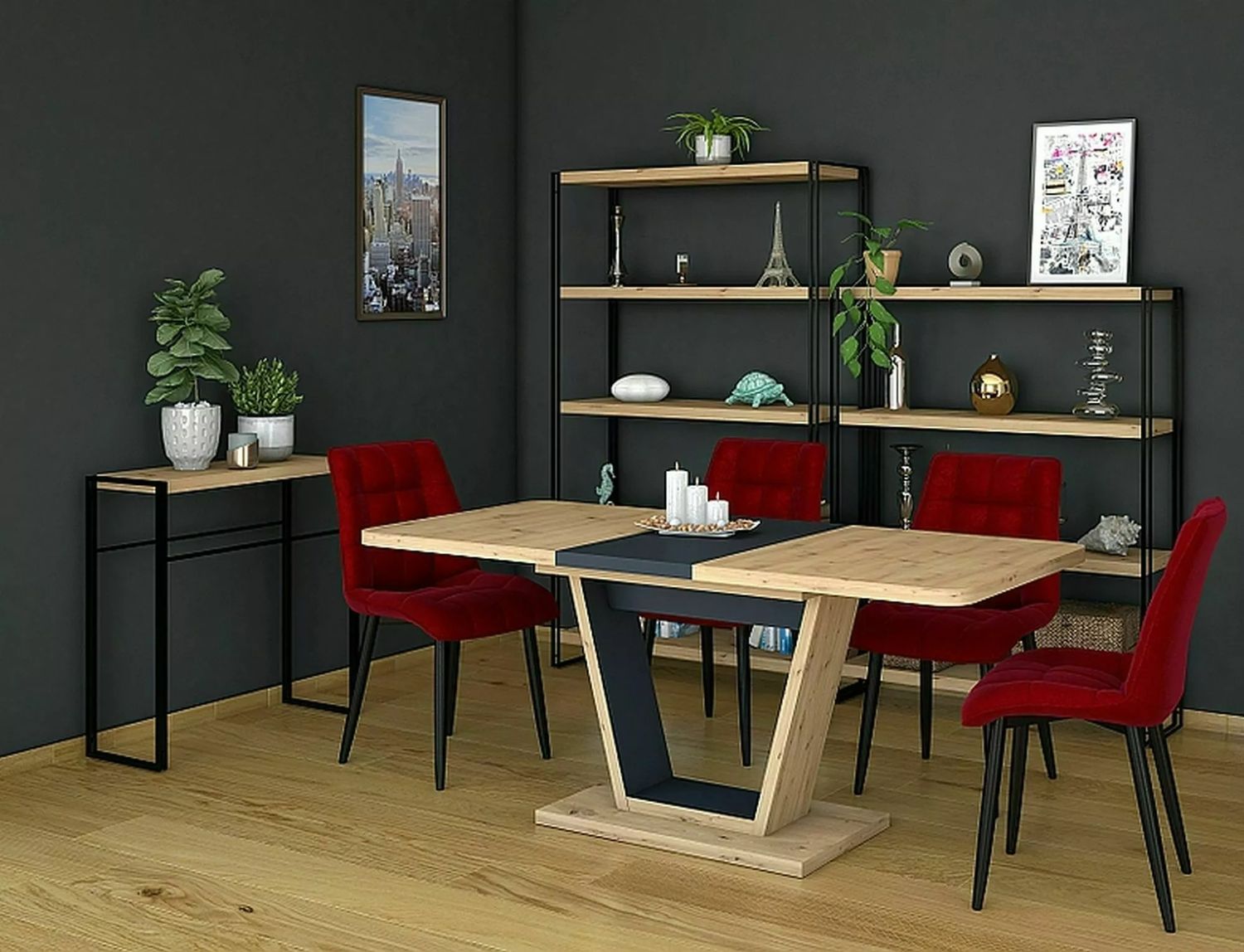 Kitchen Table Nigel | size: Length: 80cm, Width: 160cm, Height: 76cm | color: Brown/Oak | image: 2 | variant: 1006555