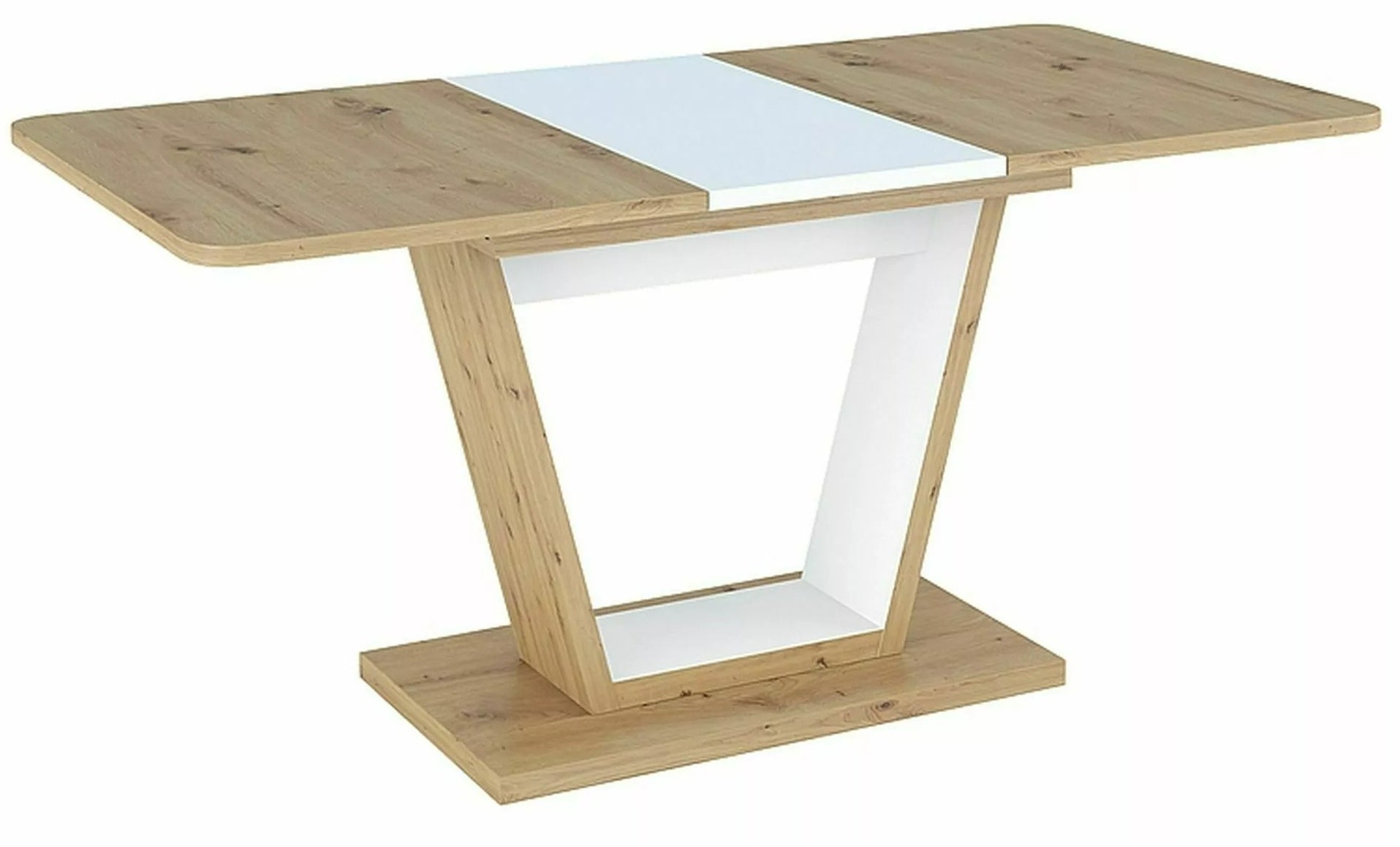 Kitchen Table Nigel | size: Length: 80cm, Width: 160cm, Height: 76cm | color: White/Oak | image: 0 | variant: 1006554