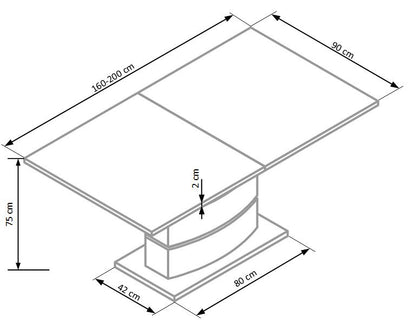 Kitchen Table Nobel | size: Length: 90cm, Width: 200cm, Height: 75cm | color: White | image: 8 | variant: 1011297