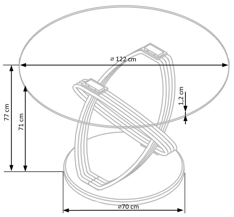 Kitchen Table Optico | size: Length: 120cm, Width: 120cm, Height: 77cm, Diameter: 120cm | color: Transparent | image: 9 | variant: 1011264