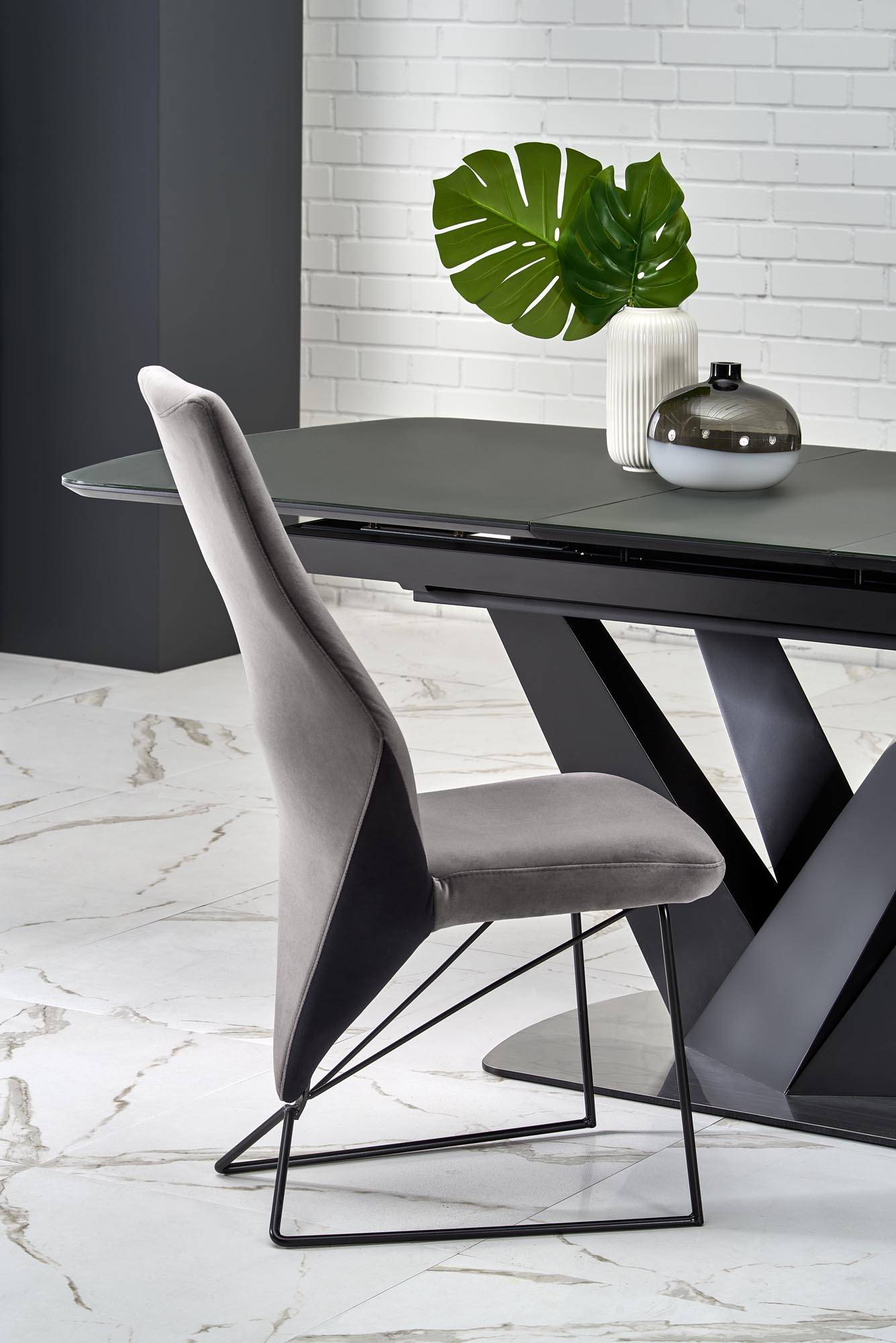 Kitchen Table Patrizio | size: Length: 90cm, Width: 200cm, Height: 77cm | color: Black/Grey | image: 8 | variant: 1012581