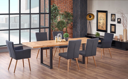Kitchen Table Perez | size: Length: 90cm, Width: 250cm, Height: 76cm | color: Black/Oak | image: 4 | variant: 1011303