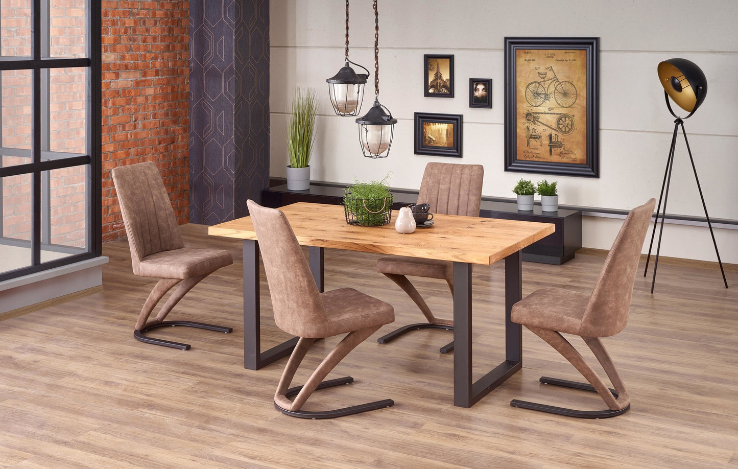 Kitchen Table Perez | size: Length: 90cm, Width: 250cm, Height: 76cm | color: Black/Oak | image: 5 | variant: 1011303