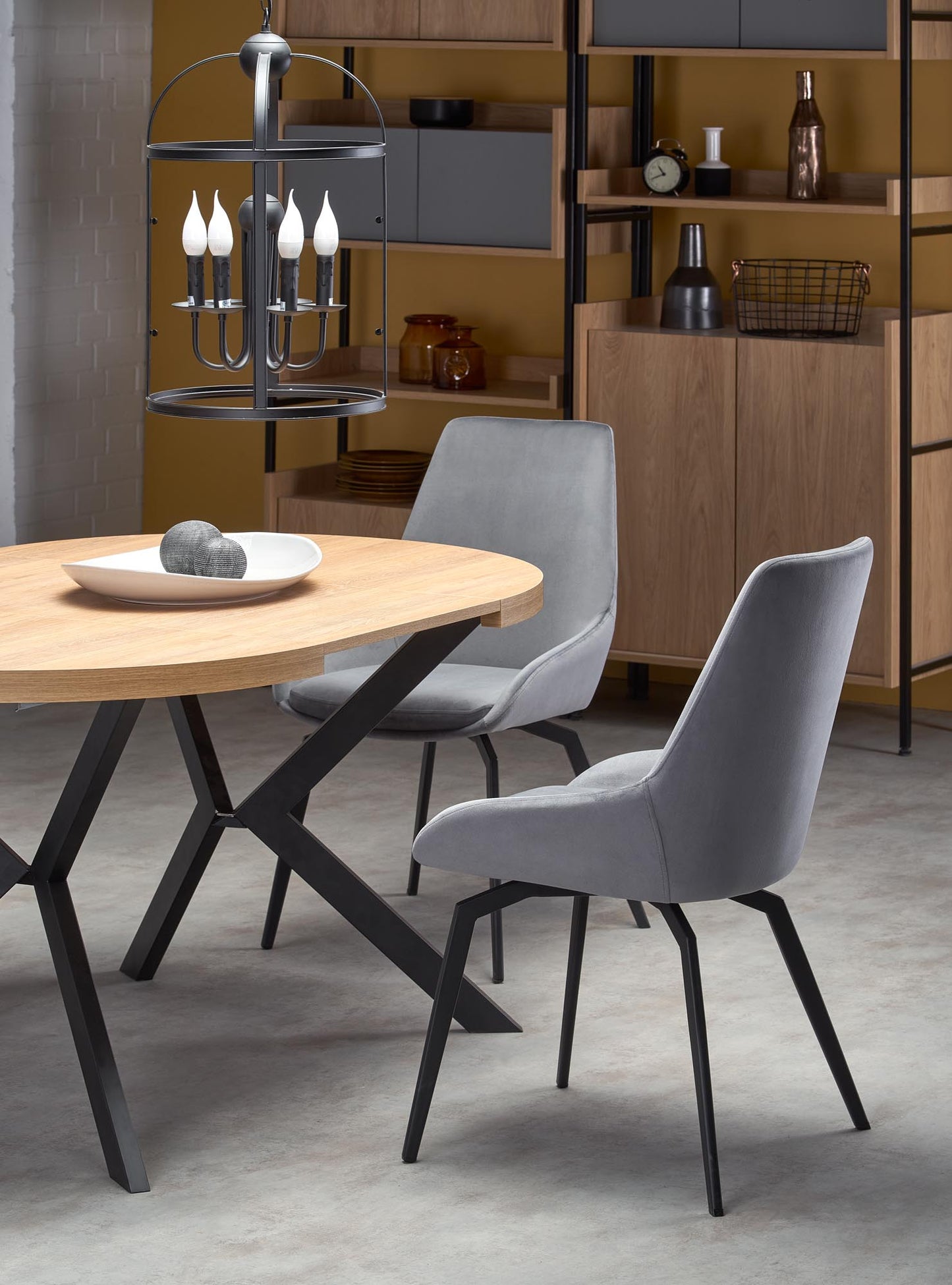 Kitchen Table Peroni | size: Length: 100cm, Width: 250cm, Height: 75cm, Diameter: 100cm | color: Black/Oak | image: 4 | variant: 1006464