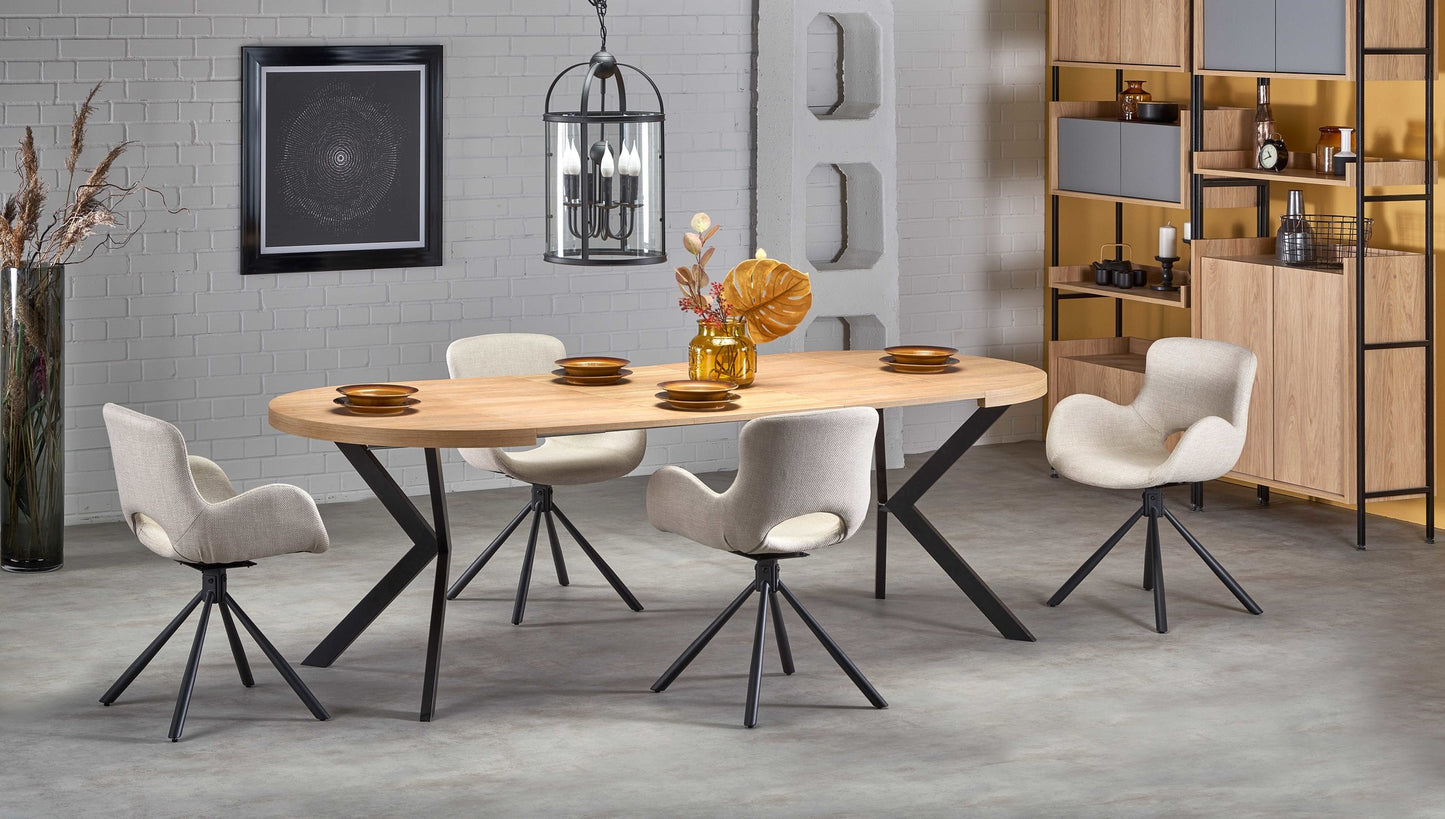 Kitchen Table Peroni | size: Length: 100cm, Width: 250cm, Height: 75cm, Diameter: 100cm | color: Black/Oak | image: 7 | variant: 1006464