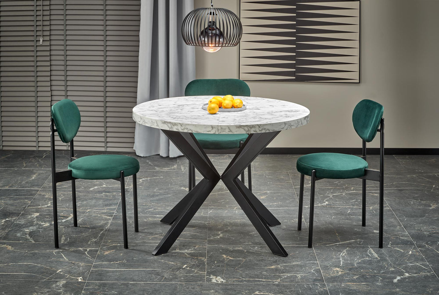 Kitchen Table Peroni | size: Length: 100cm, Width: 250cm, Height: 75cm, Diameter: 100cm | color: White/Marble/Black | image: 2 | variant: 1006466