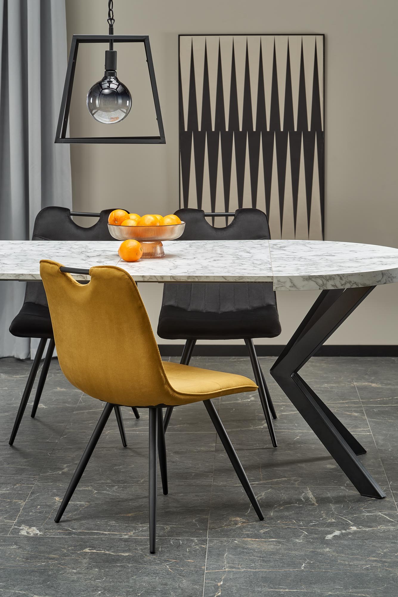 Kitchen Table Peroni | size: Length: 100cm, Width: 250cm, Height: 75cm, Diameter: 100cm | color: White/Marble/Black | image: 4 | variant: 1006466