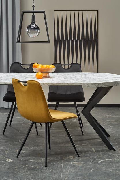 Kitchen Table Peroni | size: Length: 100cm, Width: 250cm, Height: 75cm, Diameter: 100cm | color: White/Marble/Black | image: 4 | variant: 1006466