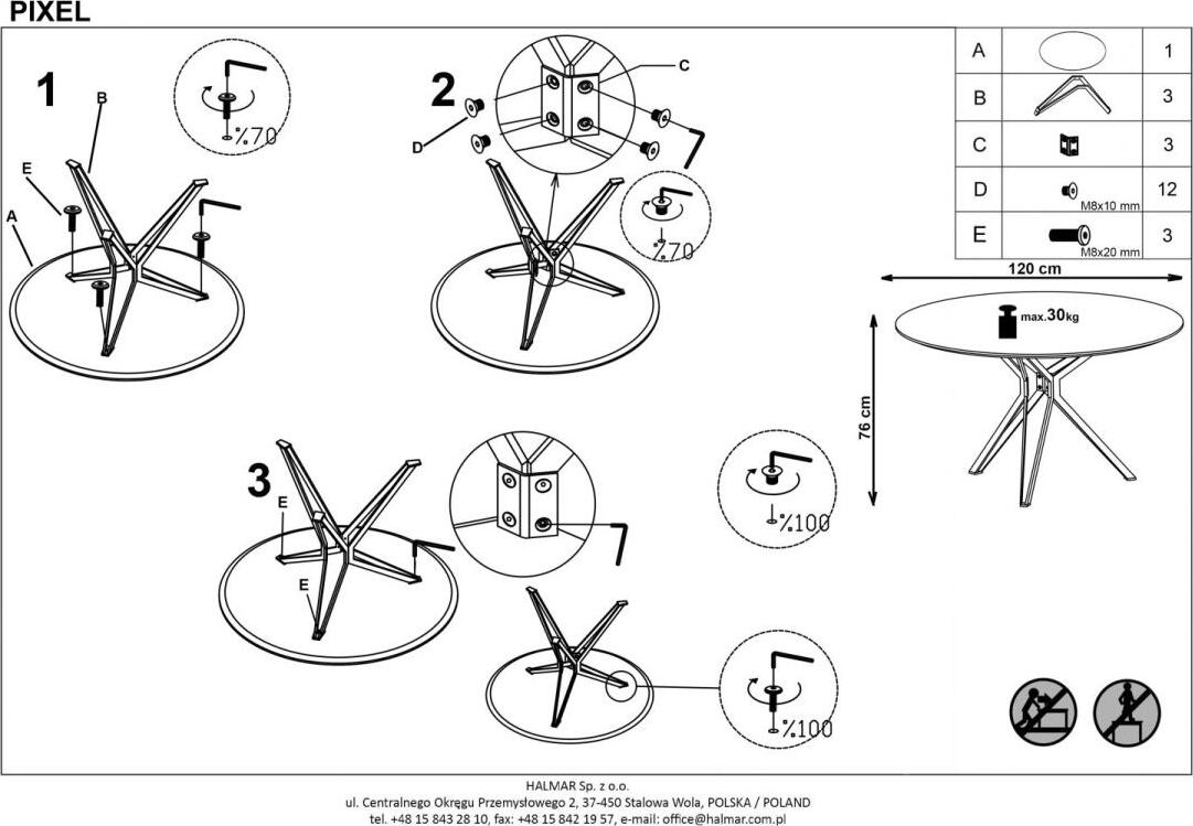 Kitchen Table Pixel 2 | size: Length: 120cm, Width: 120cm, Height: 76cm, Diameter: 120cm | color: Oak | image: 5 | variant: 1011240