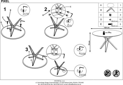 Kitchen Table Pixel 2 | size: Length: 120cm, Width: 120cm, Height: 76cm, Diameter: 120cm | color: Oak | image: 5 | variant: 1011240