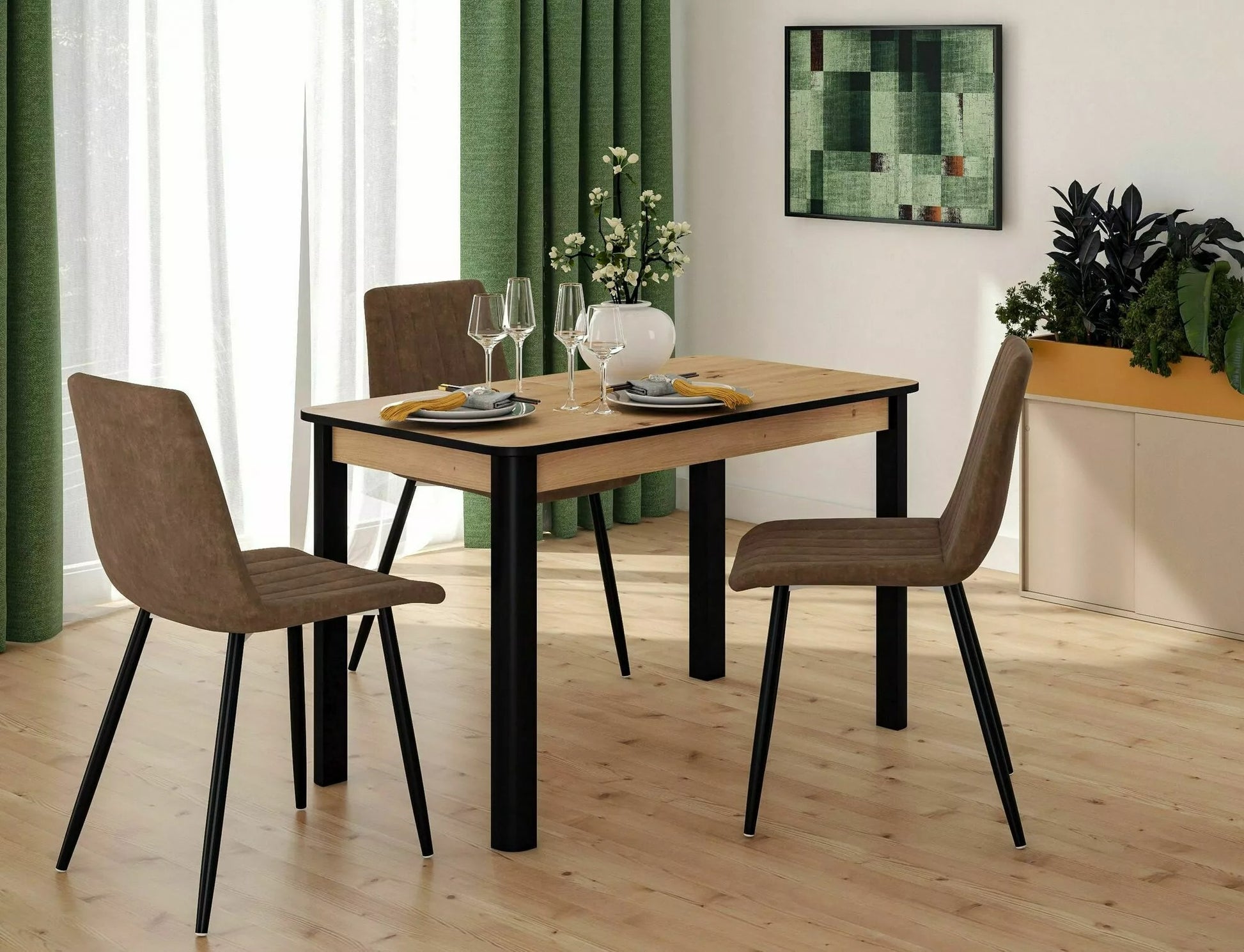 Kitchen Table Preston | size: Length: 65cm, Width: 140cm, Height: 75cm | color: Brown | image: 4 | variant: 1004304