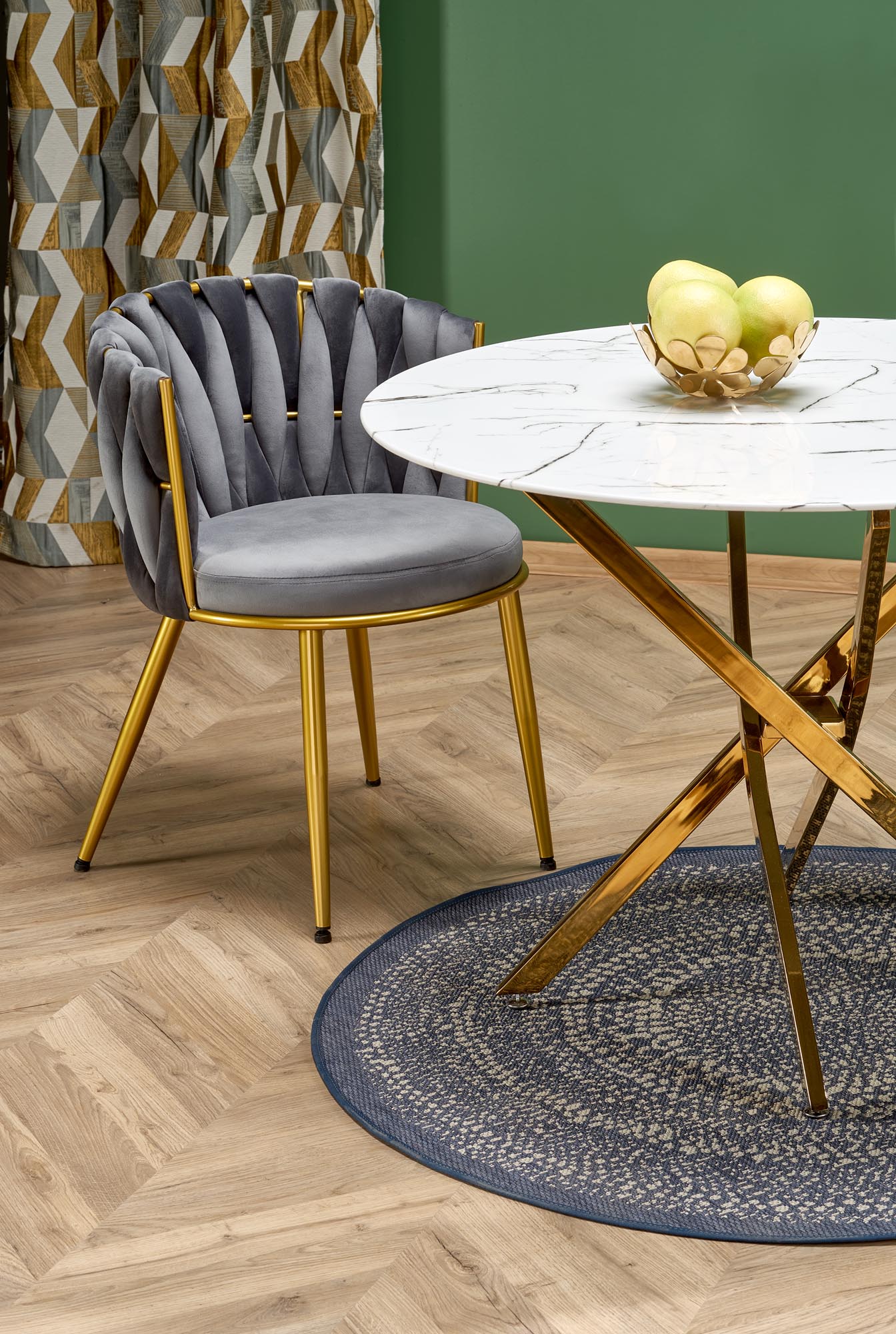 Kitchen Table Raymond 2 | size: Length: 100cm, Width: 100cm, Height: 73cm, Diameter: 100cm | color: White/Marble/Gold | image: 3 | variant: 1006437