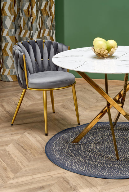Kitchen Table Raymond 2 | size: Length: 100cm, Width: 100cm, Height: 73cm, Diameter: 100cm | color: White/Marble/Gold | image: 3 | variant: 1006437