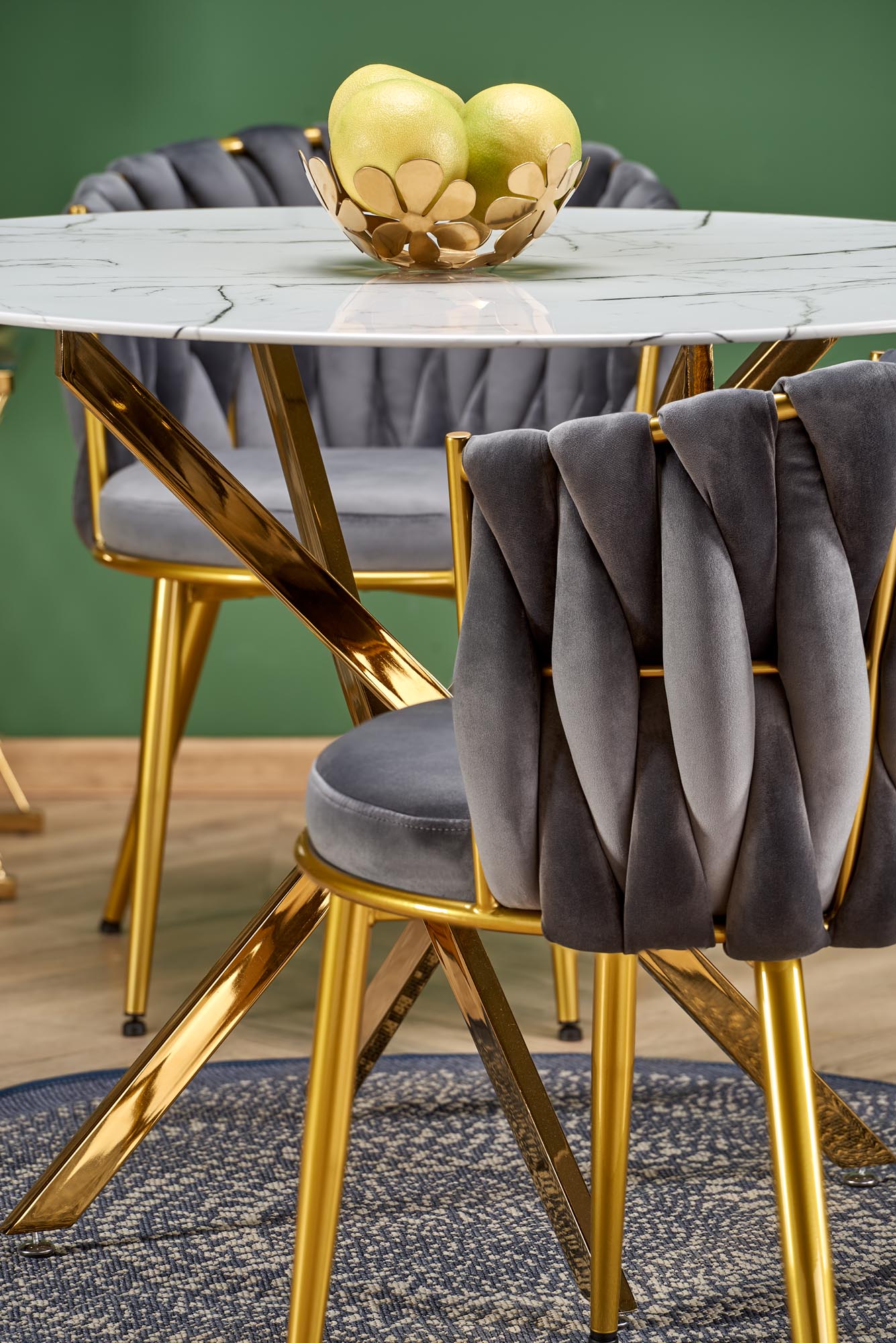 Kitchen Table Raymond 2 | size: Length: 100cm, Width: 100cm, Height: 73cm, Diameter: 100cm | color: White/Marble/Gold | image: 4 | variant: 1006437