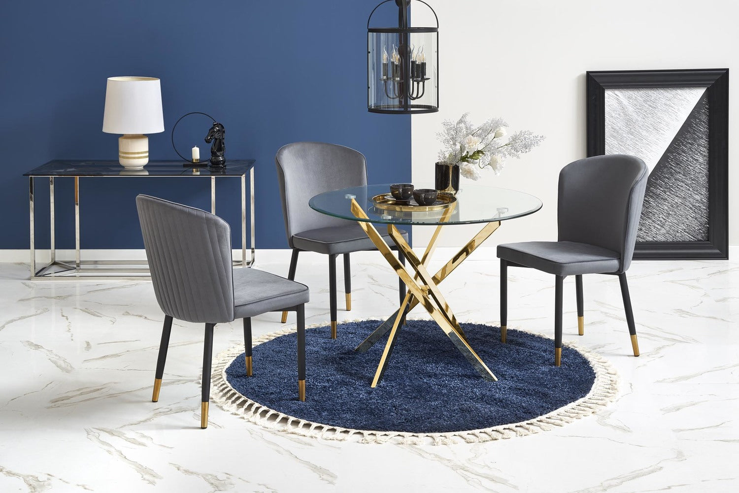 Kitchen Table Raymond | size: Length: 100cm, Width: 100cm, Height: 73cm, Diameter: 100cm | color: Transparent/Oak | image: 4 | variant: 1006440