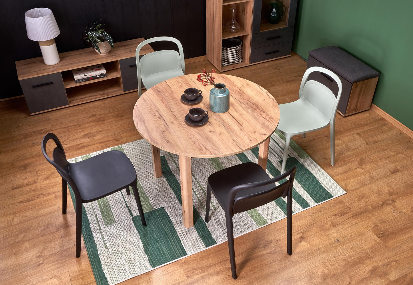 Kitchen Table Ringo | size: Length: 102cm, Width: 142cm, Height: 76cm, Diameter: 102cm | color: Oak | image: 5 | variant: 1006391