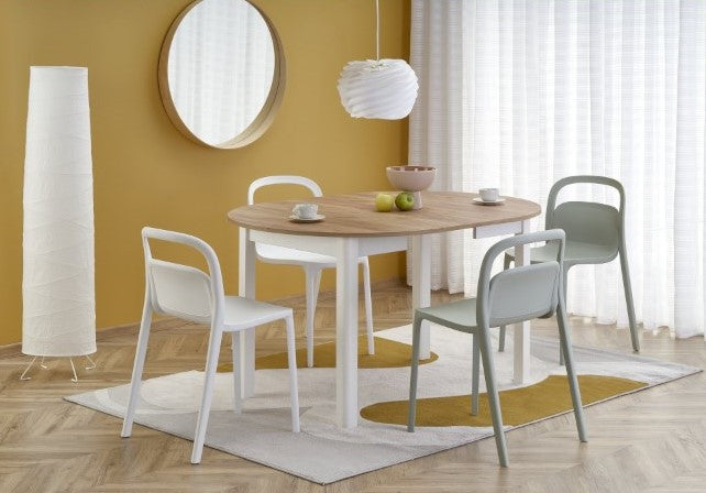 Kitchen Table Ringo | size: Length: 102cm, Width: 142cm, Height: 76cm, Diameter: 102cm | color: White/Oak | image: 1 | variant: 1006390
