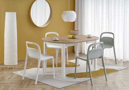 Kitchen Table Ringo | size: Length: 102cm, Width: 142cm, Height: 76cm, Diameter: 102cm | color: White/Oak | image: 1 | variant: 1006390