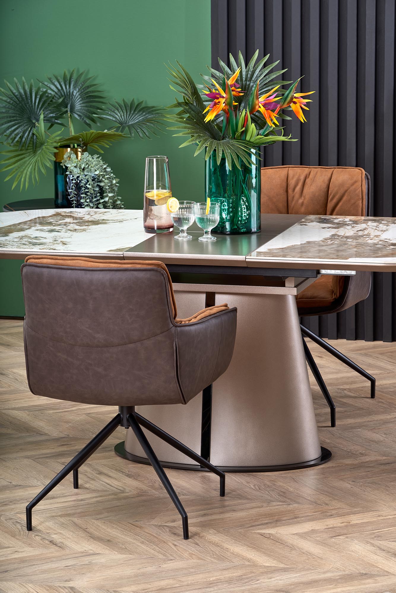 Kitchen Table Robinson | size: Length: 90cm, Width: 200cm, Height: 76cm | color: Beige/Coffee/Marble | image: 7 | variant: 1013026