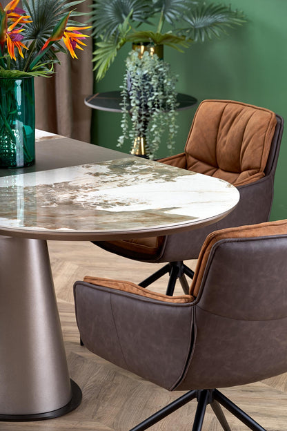 Kitchen Table Robinson | size: Length: 90cm, Width: 200cm, Height: 76cm | color: Beige/Coffee/Marble | image: 8 | variant: 1013026