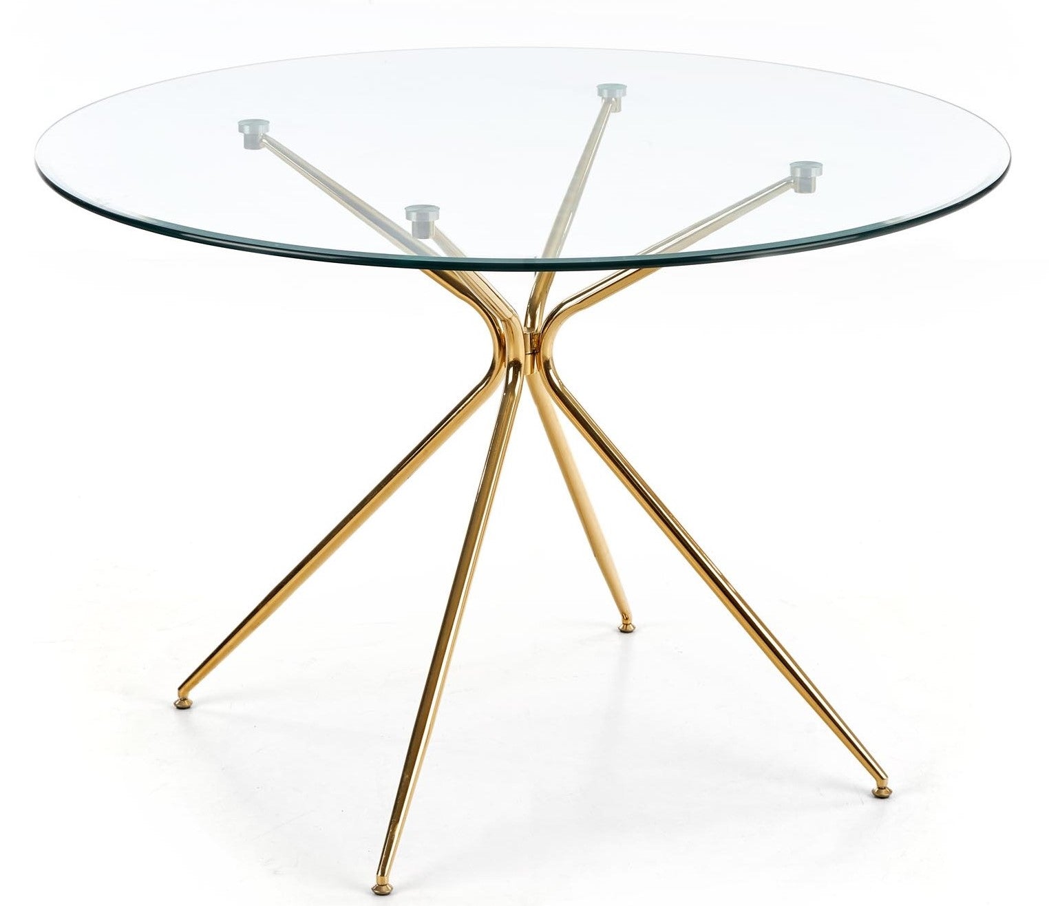 Kitchen Table Rondo | size: Length: 110cm, Width: 110cm, Height: 74cm, Diameter: 110cm | color: Transparent/Gold | image: 1 | variant: 1011211