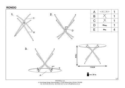 Kitchen Table Rondo | size: Length: 110cm, Width: 110cm, Height: 74cm, Diameter: 110cm | color: Transparent/Gold | image: 10 | variant: 1011211