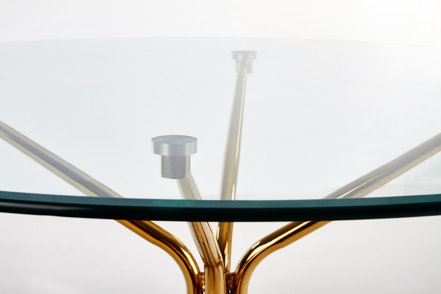 Kitchen Table Rondo | size: Length: 110cm, Width: 110cm, Height: 74cm, Diameter: 110cm | color: Transparent/Gold | image: 6 | variant: 1011211