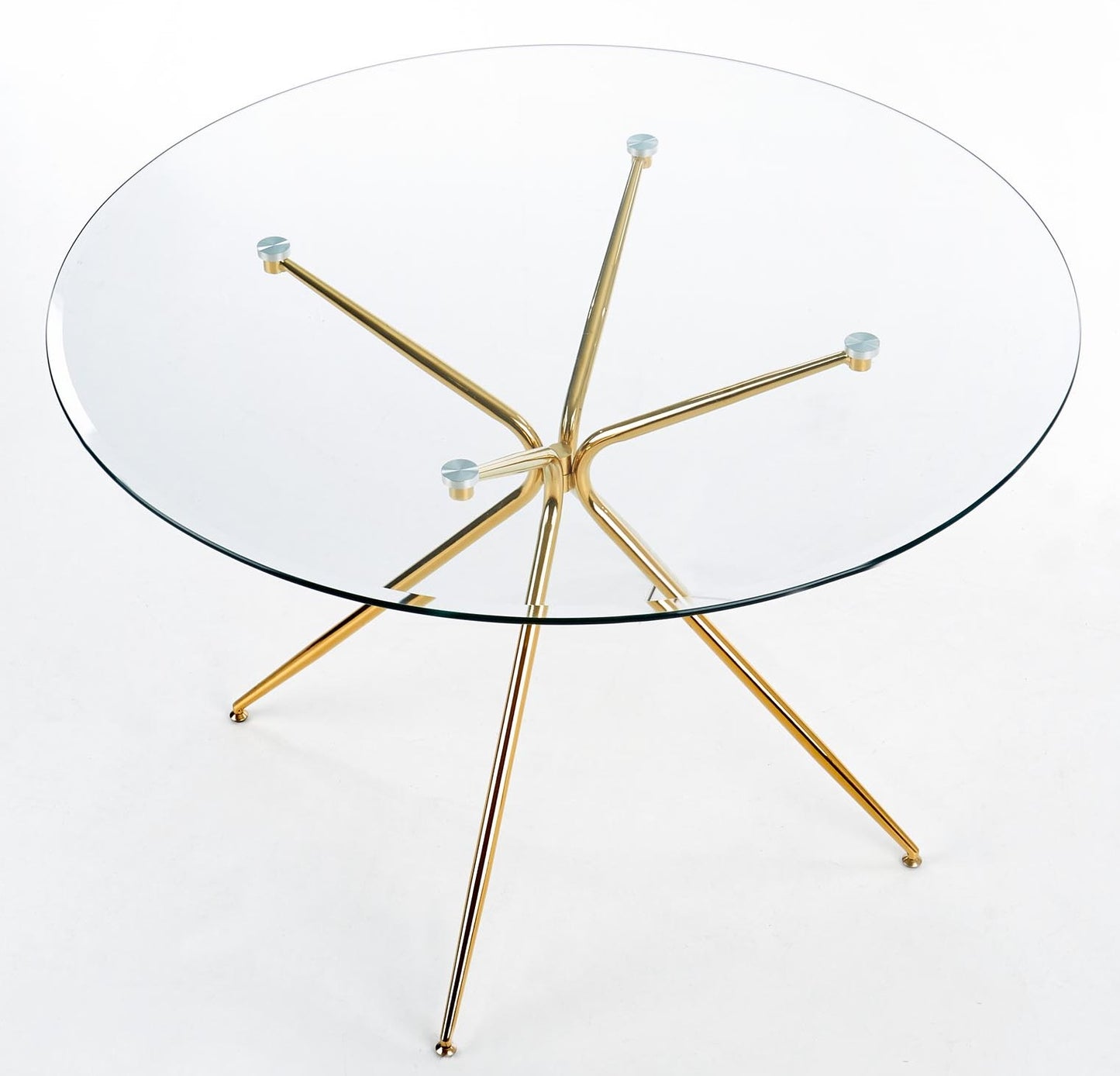 Kitchen Table Rondo | size: Length: 110cm, Width: 110cm, Height: 74cm, Diameter: 110cm | color: Transparent/Gold | image: 7 | variant: 1011211