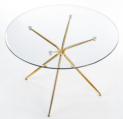 Kitchen Table Rondo | size: Length: 110cm, Width: 110cm, Height: 74cm, Diameter: 110cm | color: Transparent/Gold | image: 7 | variant: 1011211