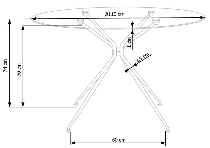 Kitchen Table Rondo | size: Length: 110cm, Width: 110cm, Height: 74cm, Diameter: 110cm | color: Transparent/Gold | image: 9 | variant: 1011211