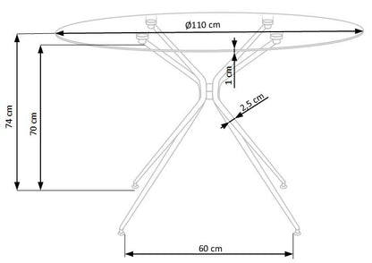Kitchen Table Rondo | size: Length: 110cm, Width: 110cm, Height: 74cm, Diameter: 110cm | color: Transparent/Gold | image: 9 | variant: 1011211