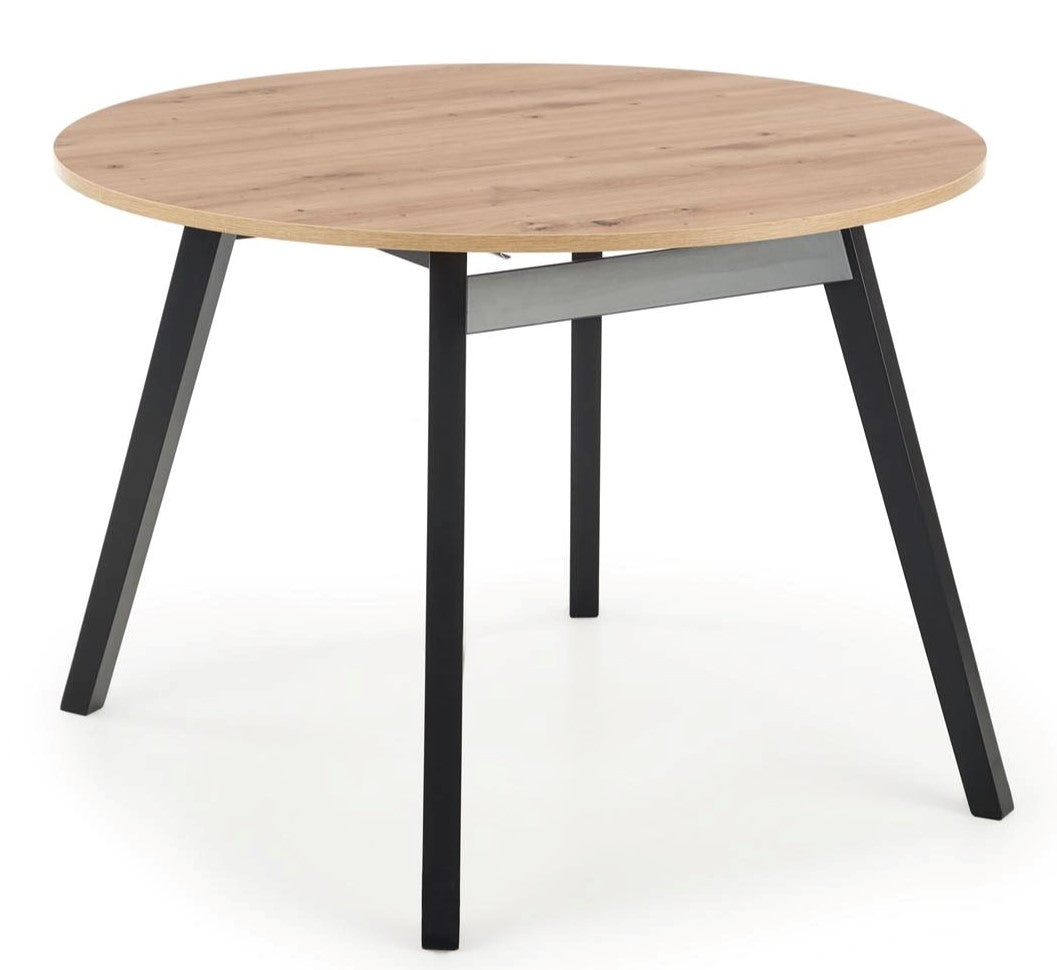 Kitchen Table Ruben | size: Length: 102cm, Width: 142cm, Height: 73cm, Diameter: 102cm | color: Black/Oak | image: 1 | variant: 1006396