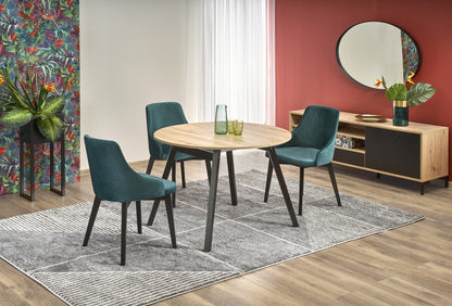 Kitchen Table Ruben | size: Length: 102cm, Width: 142cm, Height: 73cm, Diameter: 102cm | color: Black/Oak | image: 3 | variant: 1006396